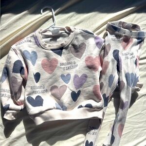 Zara 3T Girls Sweatshirt & Leggings Set Hearts